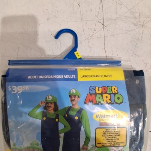 3PC ADULT DISGUISE SUPER MARIO LUIGI COSTUME - LARGE - BLUE/GREEN image 2