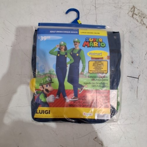 3PC ADULT DISGUISE SUPER MARIO LUIGI COSTUME - LARGE - BLUE/GREEN image 3