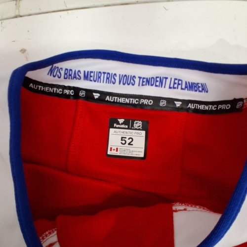 MEN'S #76 ZACHARY BOLDUC NHL AUTHENTIC PRO HOCKEY MONTREAL CANADIANS JERSEY - SIZE 52 - RED / BLUE / WHITE image 2