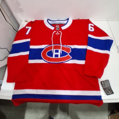 MEN'S #76 ZACHARY BOLDUC NHL AUTHENTIC PRO HOCKEY MONTREAL CANADIANS JERSEY - SIZE 52 - RED / BLUE / WHITE image 3