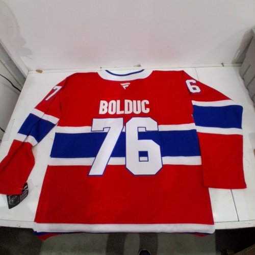 MEN'S #76 ZACHARY BOLDUC NHL AUTHENTIC PRO HOCKEY MONTREAL CANADIANS JERSEY - SIZE 52 - RED / BLUE / WHITE image 5