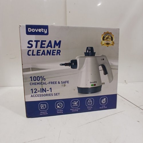 DOVETY HANDHELD STEAM CLEANER - 350 ML TANK, 900-1050W, 110-130 V/60HZ - WHITE / BLUE (MODEL: TMSC-001) image 4
