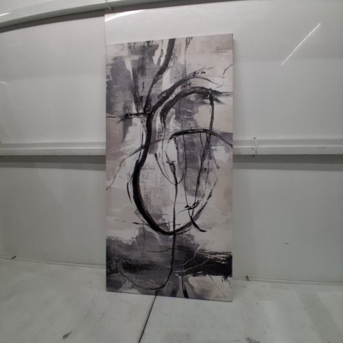 ABSTRACT CANVAS WALL ART - 20" X 40" - GRAY, BLACK, AND WHITE image 2