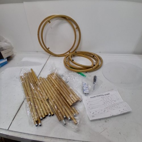 3PC URBAN DECO ROUND CYLINDER PARTY STANDS - GOLD image 2