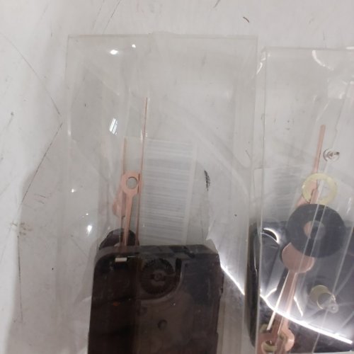 2 WALL-CLOCK MOVEMENT MECHANISMS WITH HANDS - BATTERY OPERATED REPAIR PARTS FOR SMALL CLOCKS - ROSE GOLD HANDS image 3