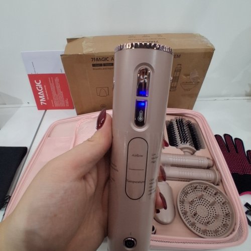 9PC 7MAGIC HIGH SPEED HAIR DRYER BRUSH WITH BAG AND 6 IN 1 STYLER - 110 VOLTS - 1200 WATTS - PINK - (MODEL: TD-2301) image 2