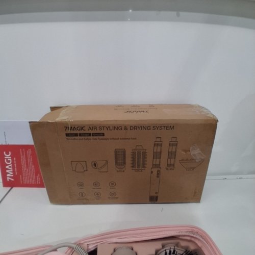 9PC 7MAGIC HIGH SPEED HAIR DRYER BRUSH WITH BAG AND 6 IN 1 STYLER - 110 VOLTS - 1200 WATTS - PINK - (MODEL: TD-2301) image 9