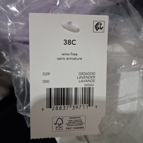 WOMEN'S GEORGE PADDED NON-WIRE BRA - 38C - LAVENDER (STYLE: D29) image 2