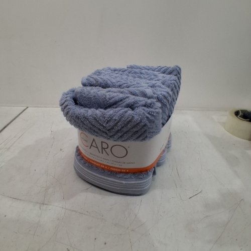 4PK CARO HOME 100% COTTON HAND TOWELS - 18" X 30" - BLUE HERRINGBONE (STYLE: 1945886) image 2