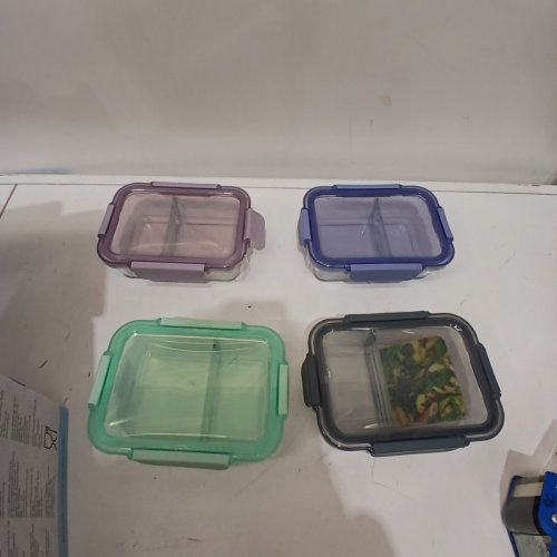 8PC ELLO COLOUR LOCK DIVIDED GLASS MEAL PREP SET - 800ML - MULTICOLOUR (MODEL: 1901809) image 2