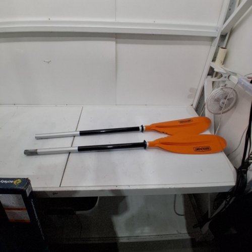 OVERMONT DOUBLE ENDED KAYAK PADDLE WITH LEASH AND 3 ANGLE POSITIONS - 90.5" - ORANGE image 2