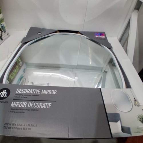 HOMETRENDS DECORATIVE WALL MOUNTED OVAL MIRROR - 28.9" X 0.5" X 34.9" - WHITE (MODEL: WCM0LL39WH) image 2