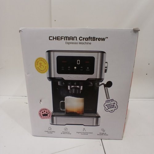 CHEFMAN CRAFTBREW 15-BAR PUMP DIGITAL ESPRESSO MAKER WITH STEAM WAND FOR LATTE & CAPPUCCINO - 1.5L - BLACK / SILVER (MODEL: RJ54-SS-15-D-AM) image 6