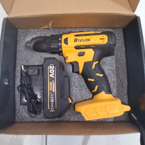 RIVLOX 20V CORDLESS ELECTRIC POWER DRILL SET - 20V ELECTRIC SCREWDRIVER, 2.0AH BATTERY, 30NM, BUILT-IN LED - YELLOW image 4