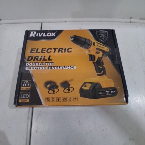 RIVLOX 20V CORDLESS ELECTRIC POWER DRILL SET - 20V ELECTRIC SCREWDRIVER, 2.0AH BATTERY, 30NM, BUILT-IN LED - YELLOW image 5