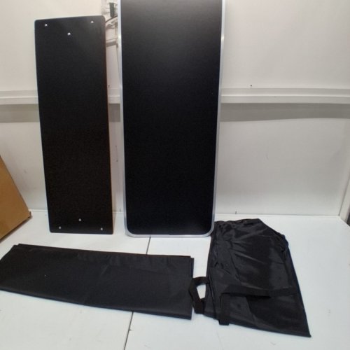 VEVOR FOLDING TABLE FOR BAR/TRADE SHOWS/HOME WITH CARRY BAG VELCRO FABRIC SHIELD AND SHELF - 38" X 34" X 15" - 110LB CAP - BLACK/SILVER - (MODEL: DX9930) image 2