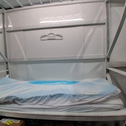 SOFT FOAM POLYESTER MATTRESS TOPPER - 75" X 54" X 18" - WHITE/BLUE image 2