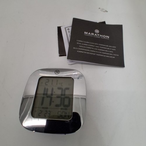 MARATHON COMPACT ALARM CLOCK - SILVER image 3