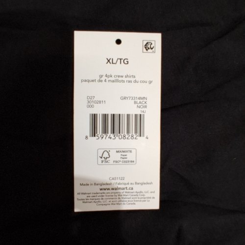 4PK GEORGE CREW NECK SHIRTS - EXTRA LARGE - BLACK image 3