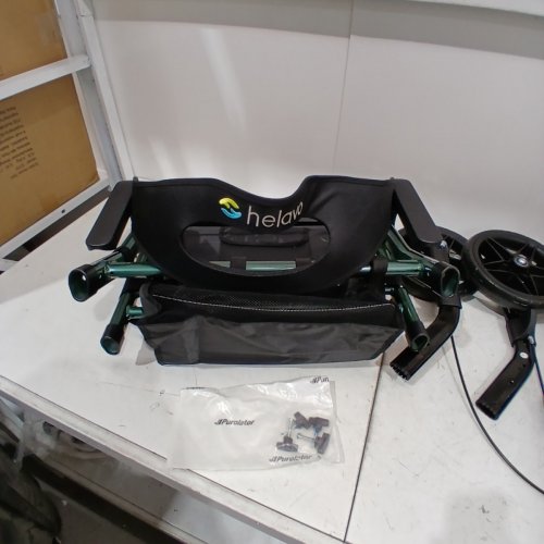 HELAVO 2-IN-1 LIGHTWEIGHT FOLDABLE/COLLAPSABLE WALKER WHEELCHAIR COMBO WITH ADJUSTABLE HEIGHT - 300LBS CAPACITY - GREEN/BLACK (MODEL: H1170) image 4