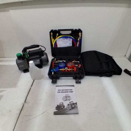 PB MOTOR TECH VACUUM PUMP WITH 3-WAY AC MANIFOLD GAUGE SET - 4.5CFM 1/3HP - (MODEL : CA-PB-A00A) image 2