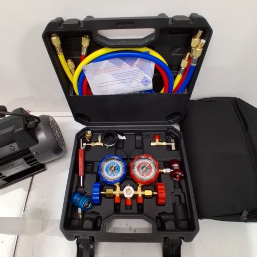PB MOTOR TECH VACUUM PUMP WITH 3-WAY AC MANIFOLD GAUGE SET - 4.5CFM 1/3HP - (MODEL : CA-PB-A00A) image 3