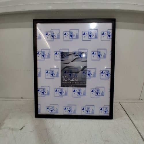 AMERICAN FLAT PICTURE FRAME - 16" X 20", MATTED TO 6" X 8" - BLACK image 2