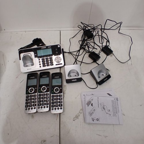 V-TECH 3-HANDSET PHONE SYSTEM WITH CONNECT TO CELL - BLACK & SILVER (MODEL: 1746198) image 3