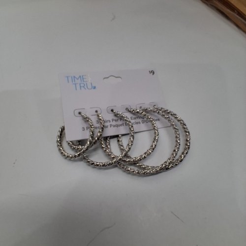 3PR WOMENS TIME AND TRU TWISTED HOOP EARRINGS - SILVER-TONE image 2