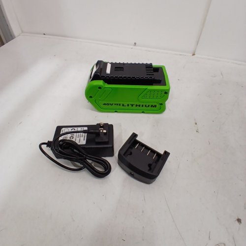 2PC REPLACEMENT BATTERY FOR GREENWORKS TOOLS WITH CHARGER - 40V - GREEN/BLACK image 2