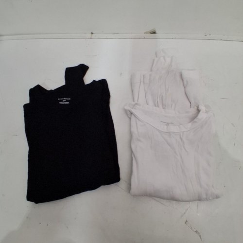 2PK WOMEN'S BANANA REPUBLIC LONG SLEEVE RIB T-SHIRT - SMALL- BLACK/WHITE (STYLE:1938350) image 2