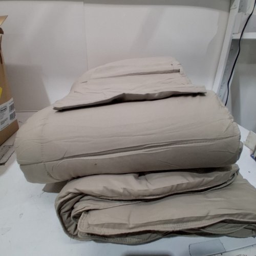 3PC BARE HOME COMFORTER SET - DOWN ALTERNATIVE ULTRA SOFT COMFORTER AND PILLOW SHAMS - QUEEN - KHAKI image 3