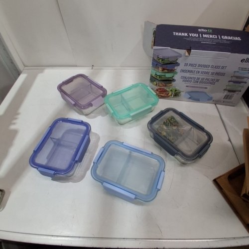 10PC ELLO COLOUR LOCK DIVIDED GLASS MEAL PREP SET - 800ML - MULTICOLOUR (MODEL: 1901809) image 2