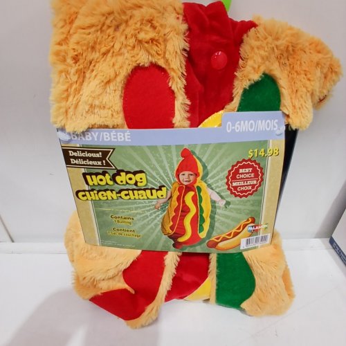 BABY PALAMON ONE-PIECE HOTDOG COSTUME - 0-6 MONTHS - BROWN/RED/GREEN/YELLOW image 2