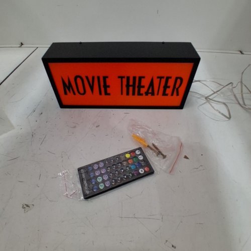 LED LIGHTED MOVIE THEATER SIGN - BLACK / MULTICOLOR image 2