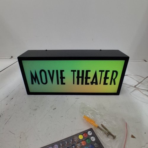 LED LIGHTED MOVIE THEATER SIGN - BLACK / MULTICOLOR image 3