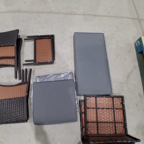 4PC COSTWAY OUTDOOR WICKER RATTAN CHAIRS WITH COFFEE TABLE - BLACK/GREY (MODEL: HW75200GR) image 4