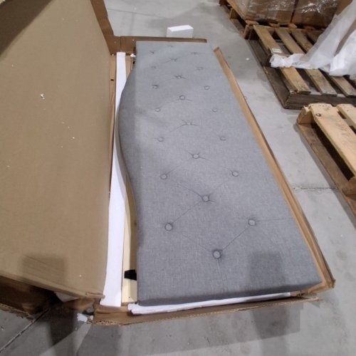 COSTWAY UPHOLSTEERD PLATFORM BED FRAME WITH BUTTON TUFTED HEADBOARD - GREY - QUEEN (MODEL: HU10713GR-Q) image 3