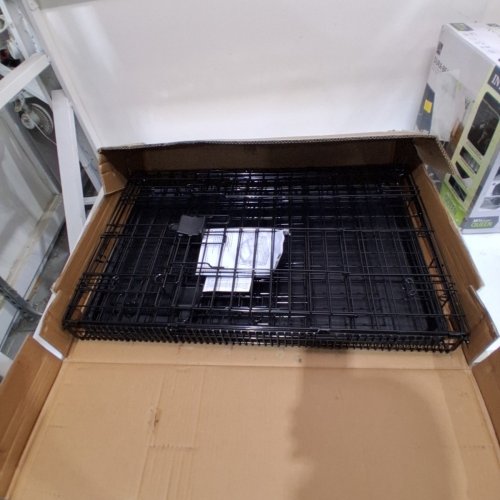 AMAZON BASICS DOUBLE-DOOR FOLDING METAL DOG CRATE CAGE WITH DIVIDER - 42" X 28" X 30" - BLACK image 2