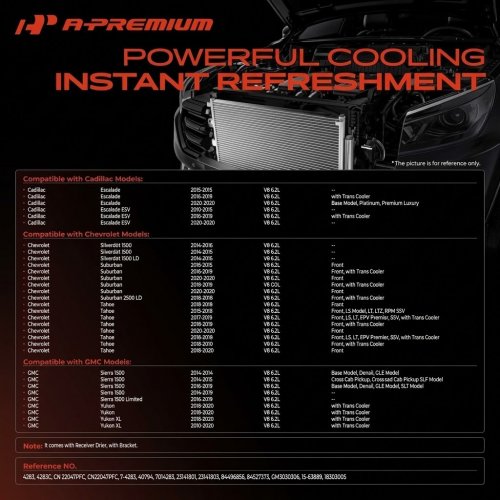 A-PREMIUM AIR CONDITIONING A/C CONDENSER - COMPATIBLE WITH CHEVROLET, GMC, CADILLAC VEHICLES (MODEL:CON49530B-C) image 3