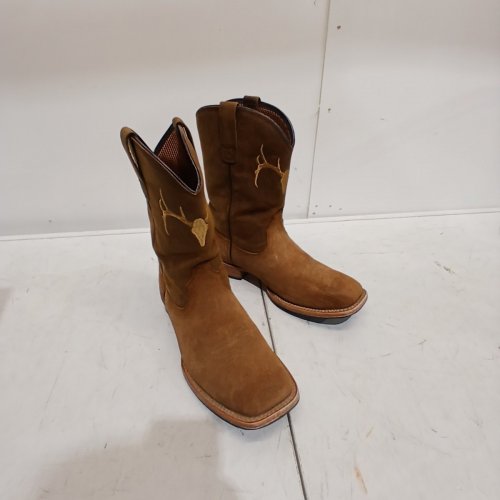 REDHEAD RANCH RIDGEDALE DEER SKULL SQUARE TOE WESTERN COWBOY BOOTS - MEDIUM - SIZE 11 - BROWN image 6