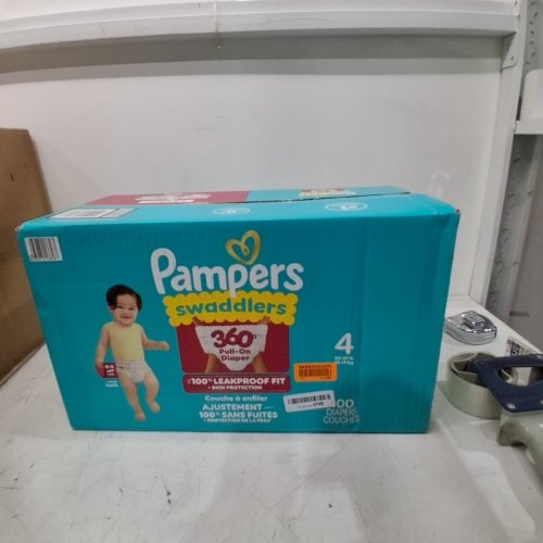 100PK PAMPERS SWADDLERS UP TO 100% LEAKPROOF BABY DIAPERS - SIZE 4 (15-34LBS) image 2