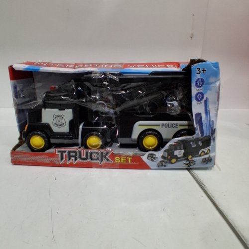 5PC POLICE TRUCK TOY SET - BLACK/WHITE/YELLOW (MODEL: 661-28F) image 5