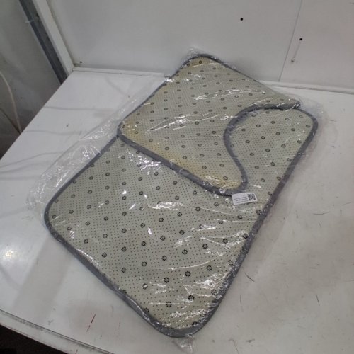 2PC FAUX FUR BATHROOM MAT WITH U-SHAPED TOILET RUG - NON SLIP BACKING, 26" X 16" - GREY/WHITE image 3