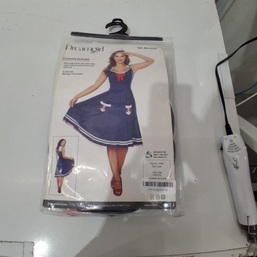 2PC WOMEN'S DREAMGIRL ALL ABOARD COSTUME - LARGE - WHITE/NAVY image 3