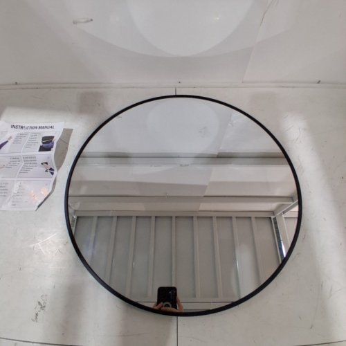 USHOWER ROUND VANITY CIRCLE MIRROR WITH METAL FRAME - 24" - BLACK image 2