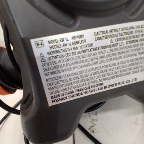 MULTI-USE ELECTRIC INFLATABLE AIR PUMP - 322 WATT , BLACK/ORANGE (M# RW-1L) image 6