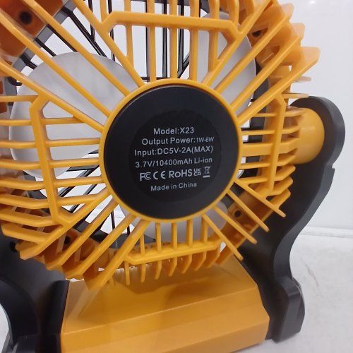 PORTABLE RECHARGEABLE CAMPING FAN WITH LED LIGHT - YELLOW & BLACK (MODEL: X23) image 2