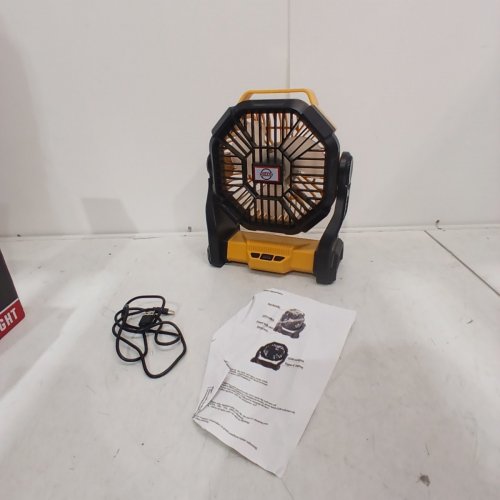 PORTABLE RECHARGEABLE CAMPING FAN WITH LED LIGHT - YELLOW & BLACK (MODEL: X23) image 3