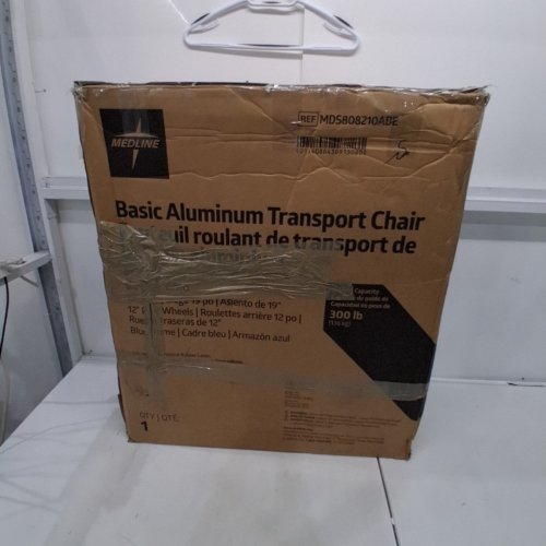 MEDLINE ALUMINUM TRANSPORT CHAIR WITH LARGE WHEELS AND BRAKES - 300LB MAX - BLUE (MODEL: MDS808210ABE) image 5